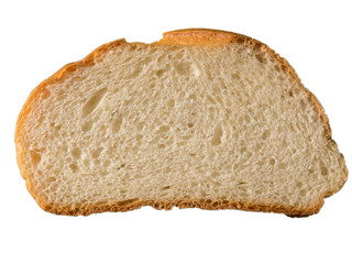 Piece of white bread on a white background