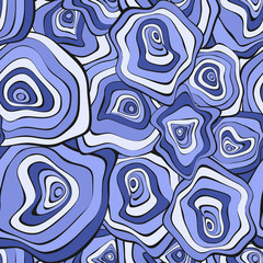 Wavy Deformed Spots. Blue Abstract Background. Seamless Pattern with Distorted Circles. Vector Psychedelic Illustration with Colorful Rounds. Wave Seamless Pattern for Fabric, Textile, Cloth Design.