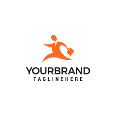 Businessman with bag logo design. People Business logo sign Design Template