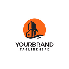 Sun Estate building logo design template.