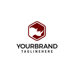 Rhino Logo design with hexagon Design Template