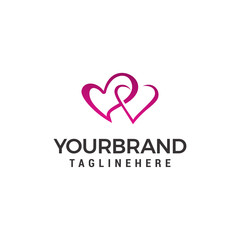 Love Couple connection joined circle icon simple elements logo Design Template