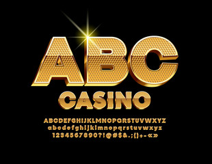 Obraz premium Vector luxury Golden Casino logo with Alphabet set. Chic royal Letters, Numbers and Symbol. Elite rich Font.