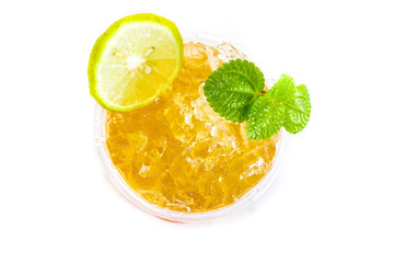 Ice Lemon tea mix  honey bee  for white background