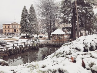 Vittorio Veneto, i giardini con la neve