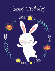 greeting card with cute bunny