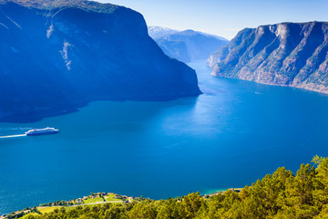 Fjord landscape Aurlandsfjord in Norway