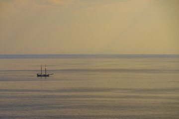 Yacht on sea water. Travel cruise holidays.