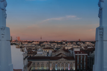 Madrid from above, under the sunset colors