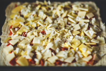 woman prepearing homemade fish pie with popato