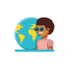 tourist man with world planet