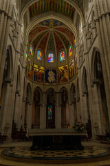 Fototapeta na wymiar Beautiful details inside Almudena Cathedral
