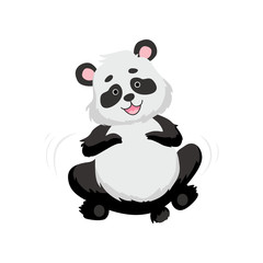 Naklejka premium Cute Happy Baby Panda Bear, Smiling Lovely Animal Character Vector Illustration