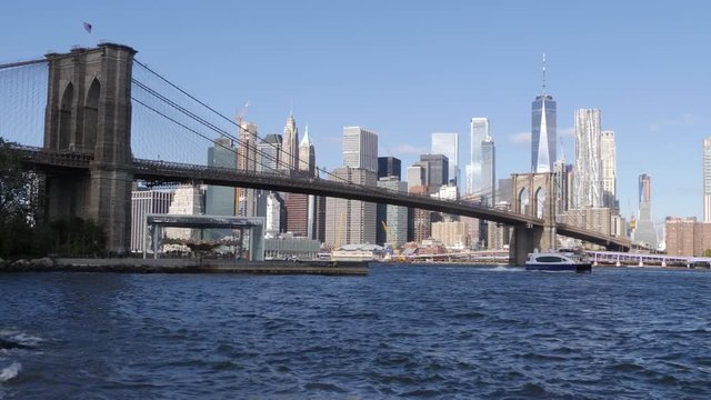 Panoramic view of Brooklyn Bridge and Manhattan, New York, USA