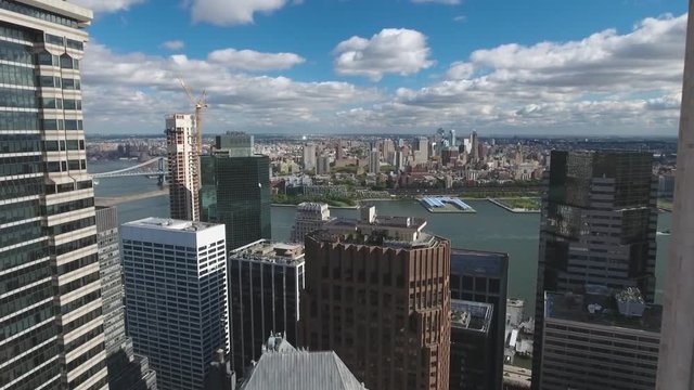 4K Aerial shot of Manhattan district in New York, United States