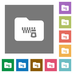Zipped folder square flat icons