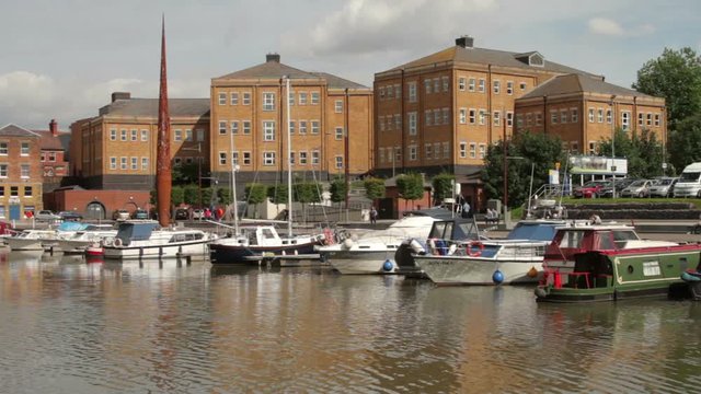 Boats moored at the Historic Gloucester Docks, Gloucester
