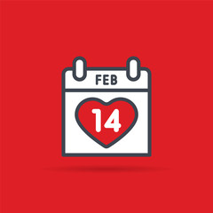 Valentine's Day calendar. February 14th illustration
