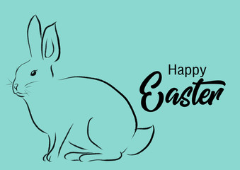 Happy Easter with bunny card illustration