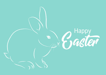 Happy Easter with bunny card illustration