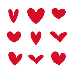 Hearts red icon valentine love set  vector isolated on white background illustaration