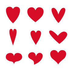 Red hearts icon valentine love set isolated on white background vector illustaration