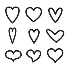 Hearts line icon valentine love set isolated on white background vector illustaration