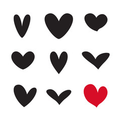 Hearts vector valentine love icon set isolated on white background vector illustaration