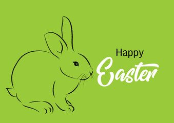 Obraz premium Happy Easter with bunny card illustration