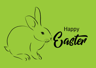 Happy Easter with bunny card illustration