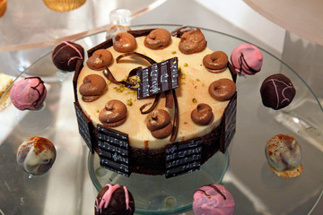 Delicious funny decorated wedding cake