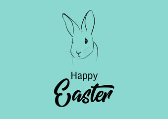 Happy Easter with bunny card illustration