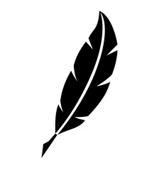 Feather pen icon silhouette vector illustration isolated on white