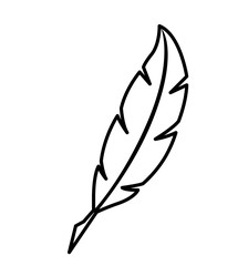 Feather outline pen icon silhouette vector illustration isolated on white