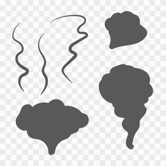 Steam smoke realistic set. Steam, cloud and smoke icons