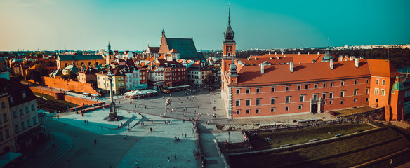 Varsovie, Chateau Royal et Vieille Ville au couché de soleil