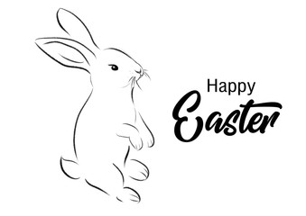 Happy Easter with bunny card illustration