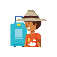 tourist man with hat and suitcase