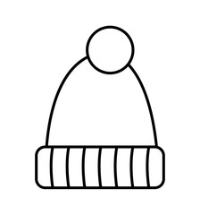 Winter hat outline icon vector illustration on white background 