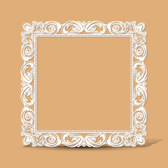 carved vintage frame made of paper photo with shadow