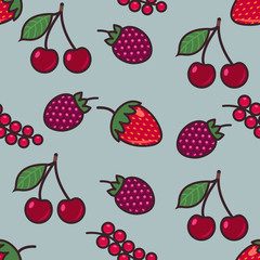 Seamless pattern background with berries, colorful illustration
