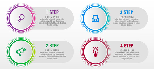 Modern vector illustration 3D. Infographic circles template with four elements, sectors, icons. Designed for business, presentations, web design, interface, workflow layout, diagrams with 4 steps
