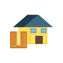 house with carton box delivery service