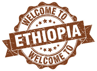 Obraz premium Ethiopia round ribbon seal