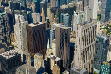 Chicago downtown skyscrapers aerial skyline