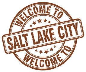 welcome to Salt Lake City brown round vintage stamp
