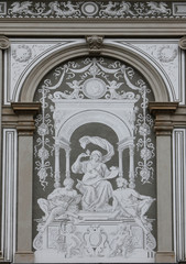 Artwork on back wall of University building in Vienna, Austria