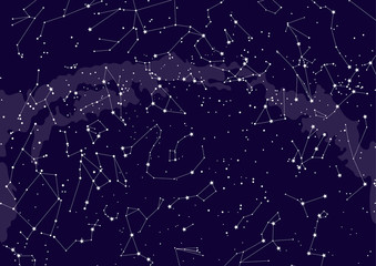 Northern hemisphere constellations, star map. Science astronomy - obrazy, fototapety, plakaty