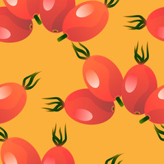 Rose hips berry seamless pattern