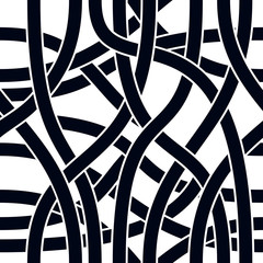 Curve wavy lines seamless pattern, vector repeat endless background, tangled stripes trendy tiling wallpaper motif. Usable for fabric, wallpaper, wrapping, web and print.